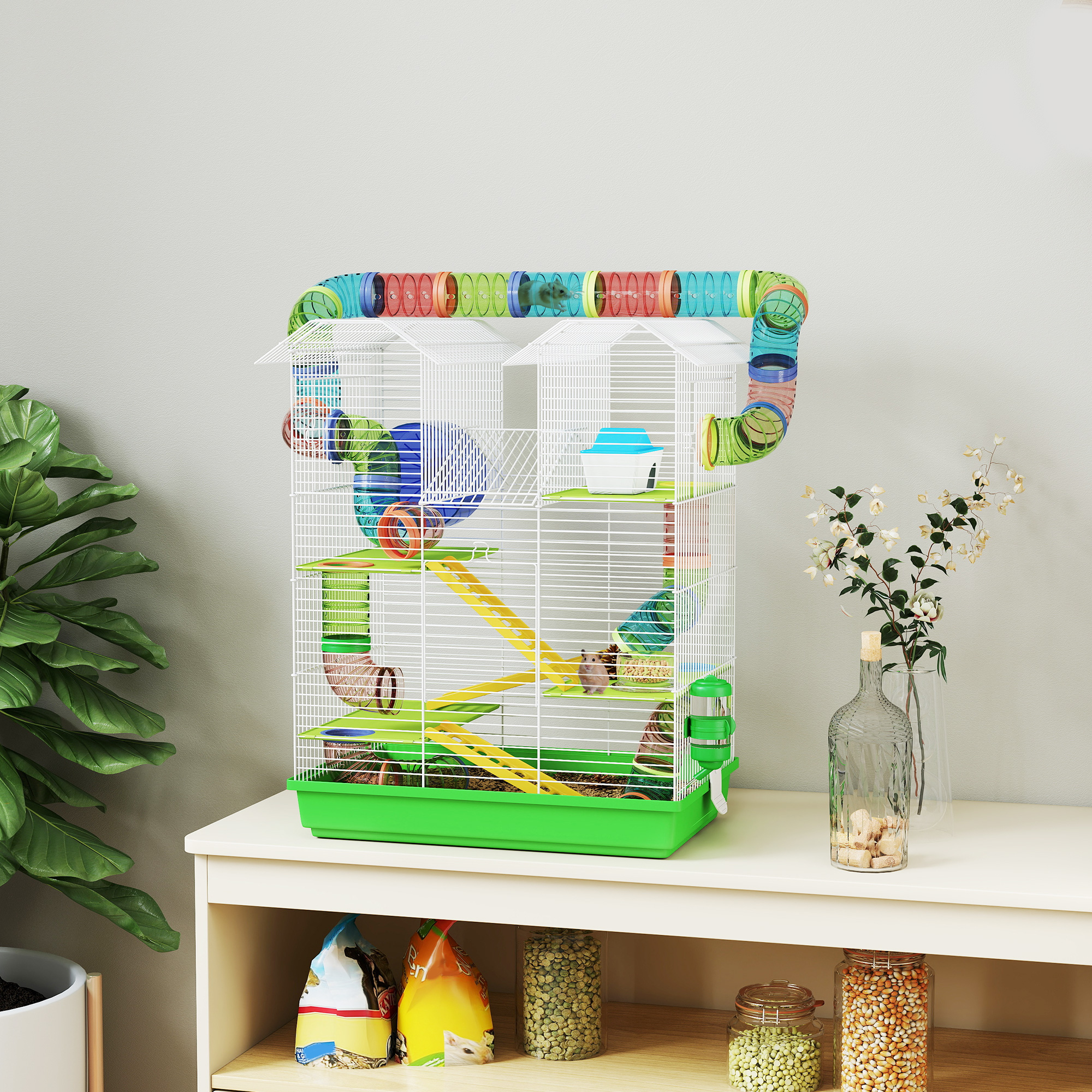 PawHut Käfig für Hamster Mäuse Kleintiere Nagetiere mit Tunnel Futtertrog L günstig online kaufen