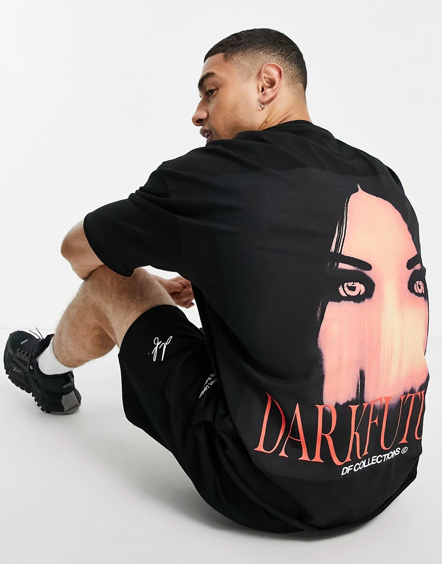 ASOS Dark Future – Oversize-T-Shirt in Schwarz mit Gothic-Augen-Aufdruck am günstig online kaufen