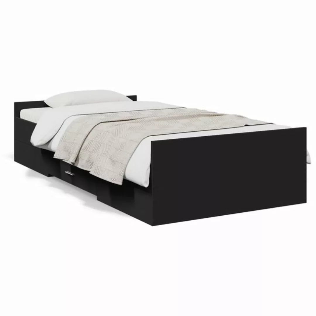 vidaXL Bett Bettgestell mit Schubladen Schwarz 90x190 cm Holzwerkstoff günstig online kaufen