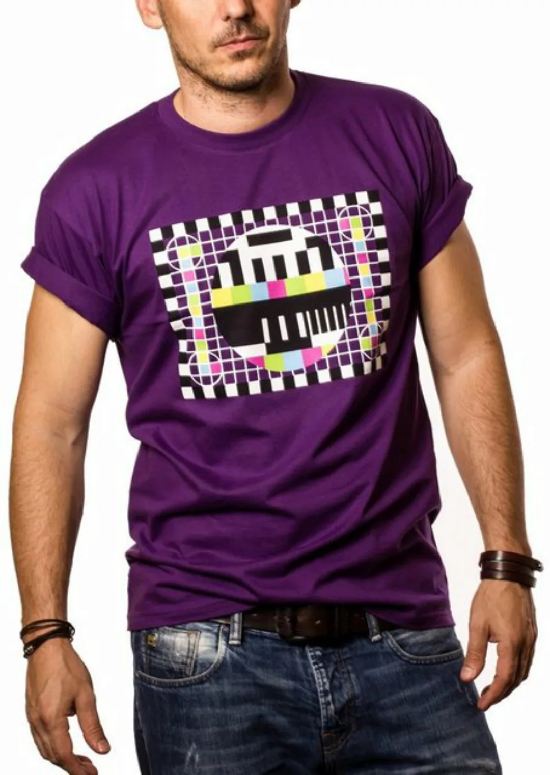 MAKAYA Print-Shirt Testbild Herren Retro Motiv Nerd Gamer Geek Gaming Jungs günstig online kaufen