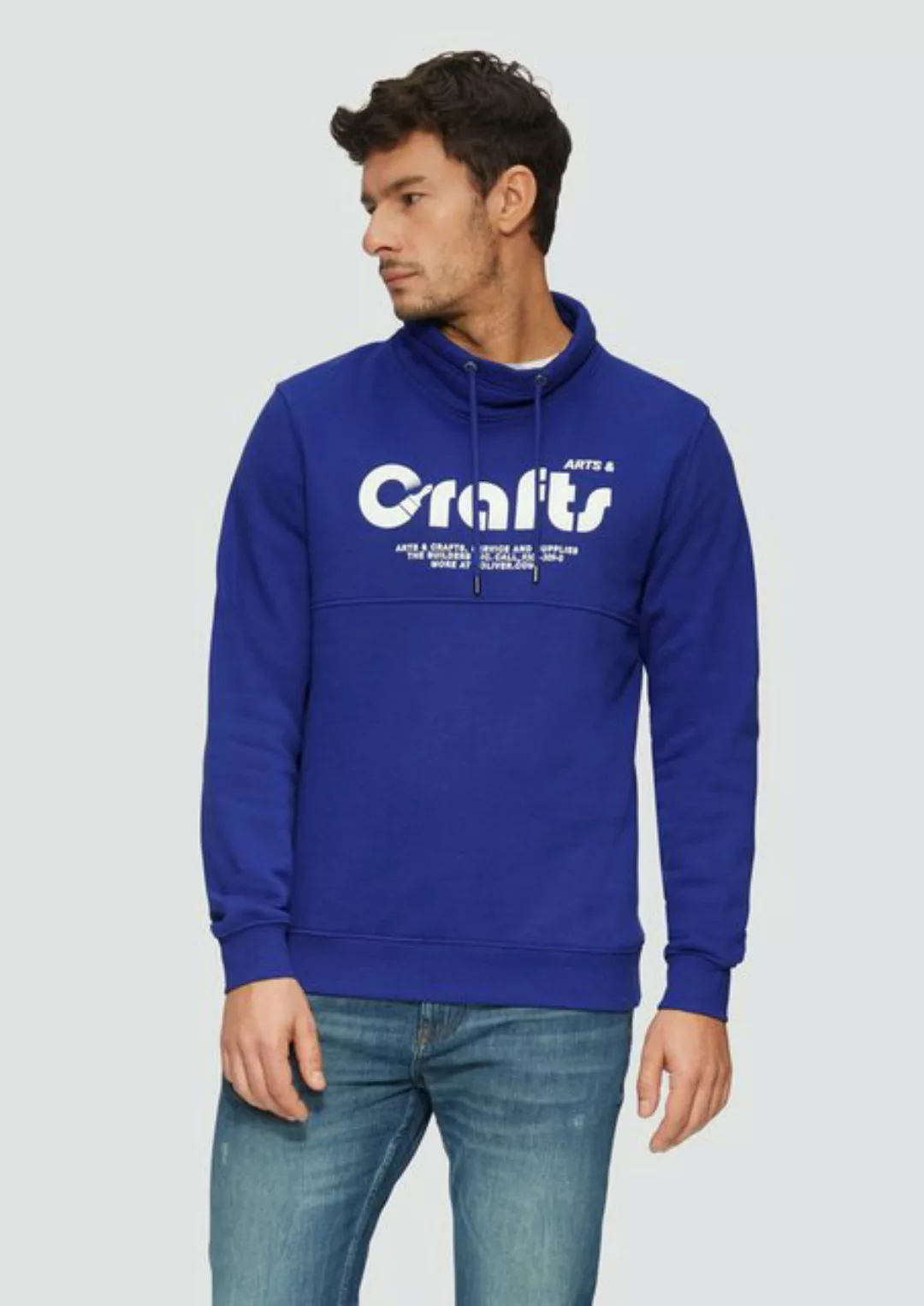 s.Oliver Sweatshirt Sweatshirt mit Frontprint und Snood-Kragen Teilungsnaht günstig online kaufen