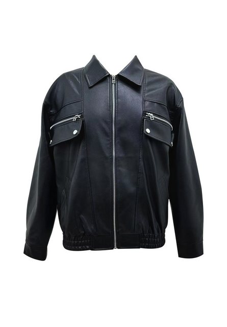 GINI LONDON Lederjacke Gini Faux Leather Schwarze Bomberjacke aus Kunstlede günstig online kaufen