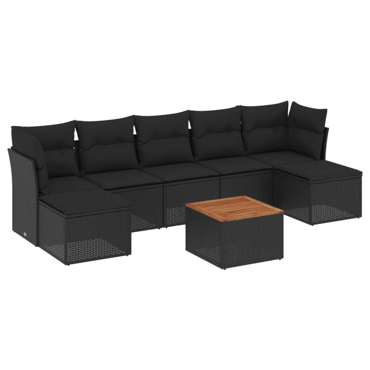 vidaXL 8-tlg Garten-Sofagarnitur mit Kissen Schwarz Poly Rattan Modell 155 günstig online kaufen