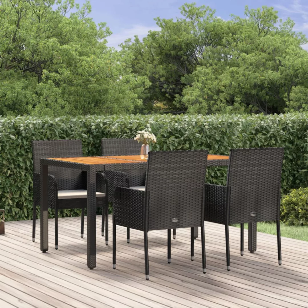 Vidaxl 5-tlg. Garten-essgruppe Mit Kissen Schwarz Poly Rattan günstig online kaufen