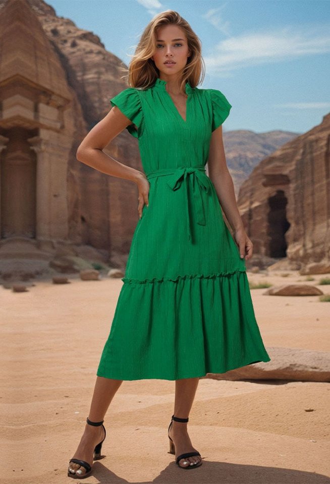 SEGUEN Strandkleid Sommerliches, mittellanges, einfarbiges Damenkleid (Klei günstig online kaufen