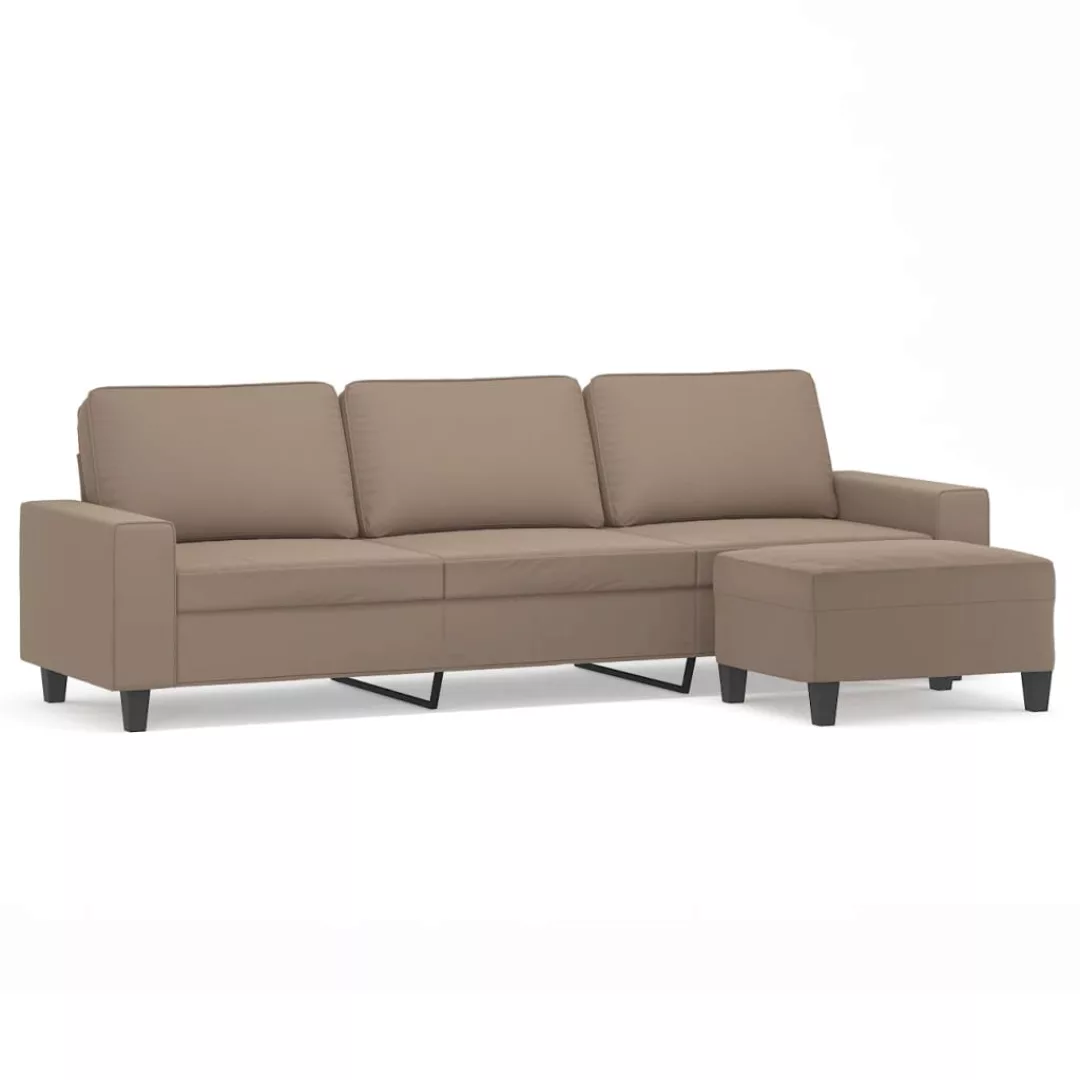 Vidaxl 3-sitzer-sofa Mit Hocker Taupe 210 Cm Mikrofasergewebe günstig online kaufen