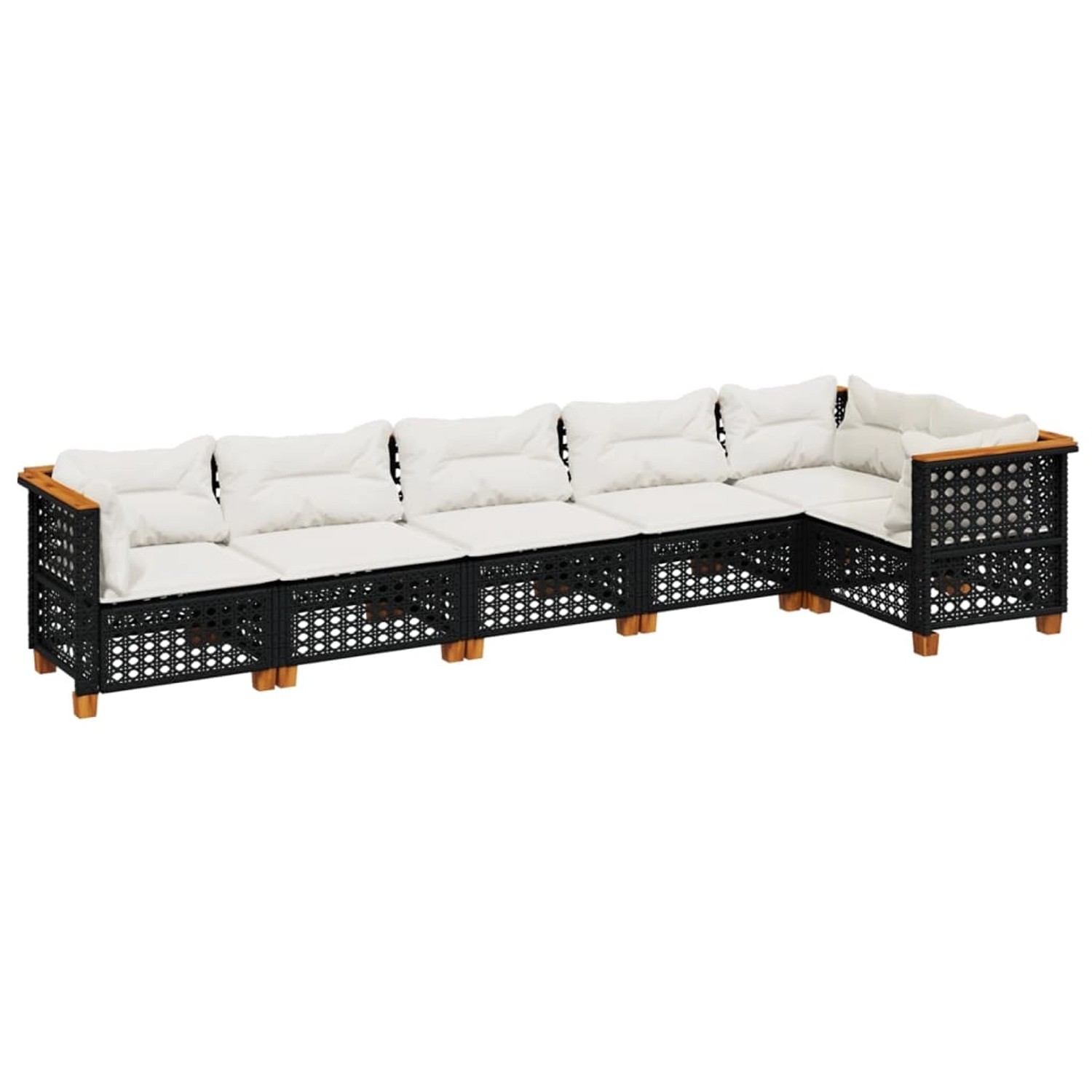 vidaXL 6-Tlg Garten-Sofagarnitur mit Kissen Schwarz Poly Rattan 3261848 günstig online kaufen