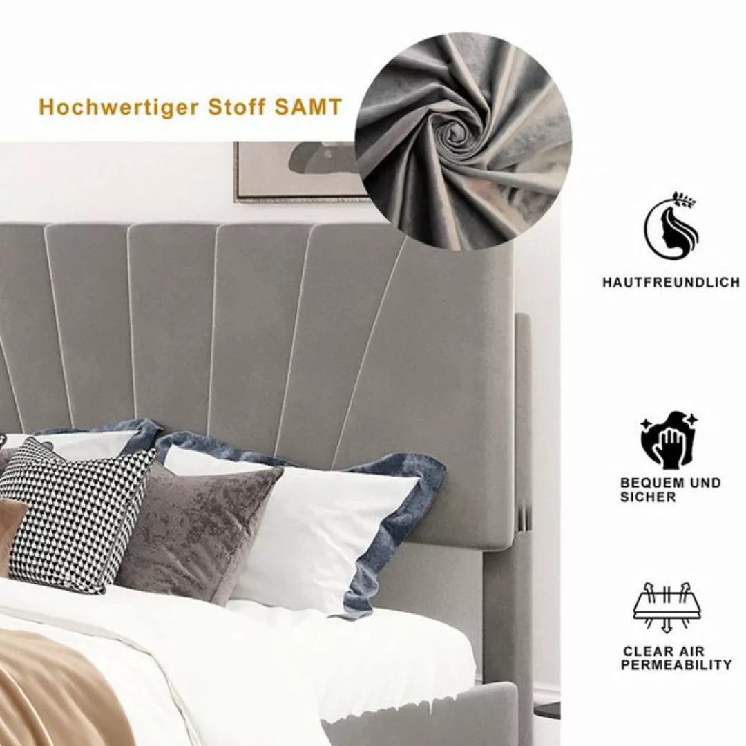 SOFTWEARY Polsterbett Doppelbett (mit Lattenrost und 1 Schubladen), 140x200 günstig online kaufen