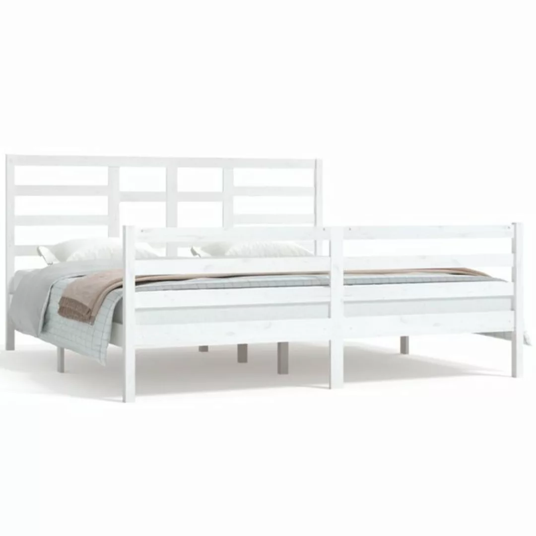 vidaXL Bettgestell Massivholzbett Weiß 180x200 cm 6FT Super King Bett Bettg günstig online kaufen