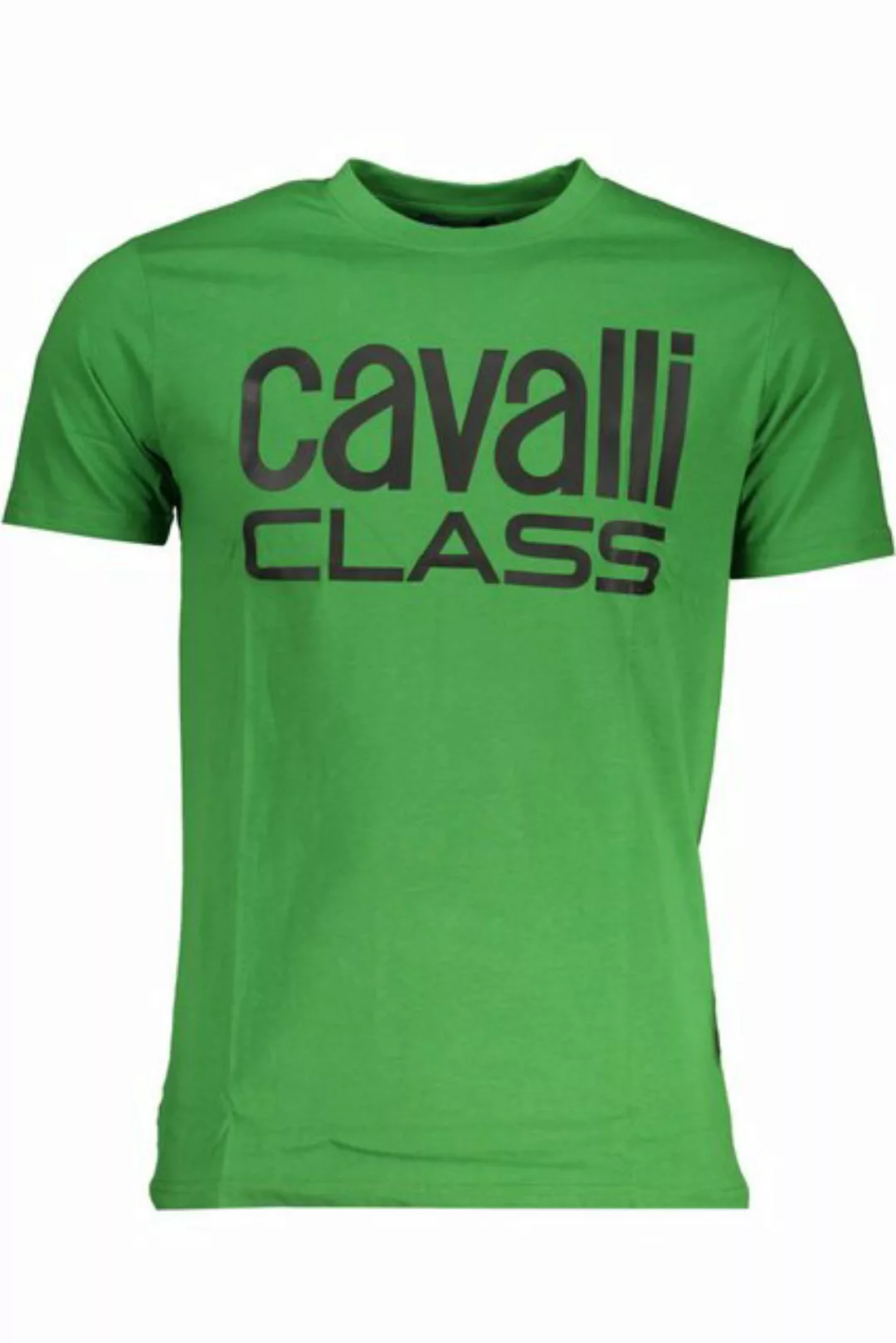 Cavalli Class T-Shirt Grünes Herren T-Shirt mit Druck und Rundhals – günstig online kaufen