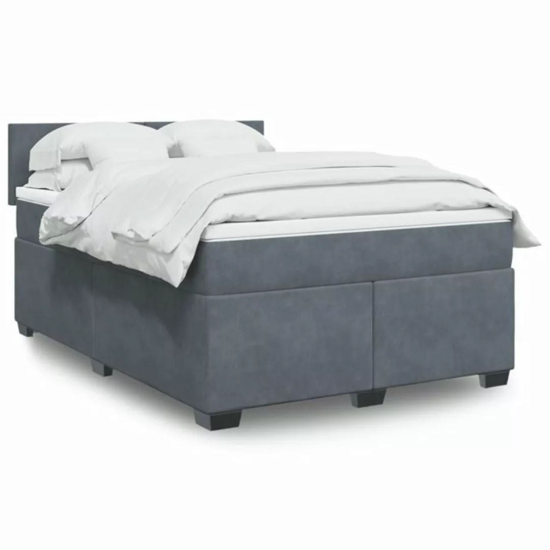 vidaXL Boxspringbett mit Matratze Dunkelgrau 140x190 cm Samt2103053 günstig online kaufen