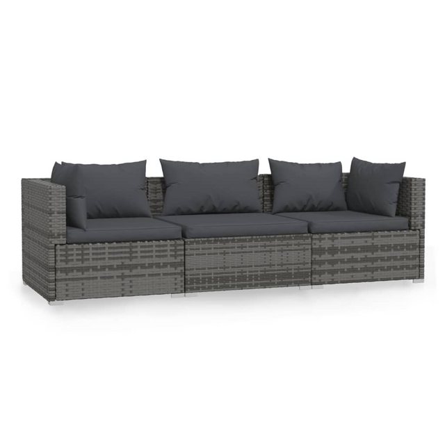 Vidaxl 3-sitzer-sofa Mit Kissen Grau Poly Rattan günstig online kaufen