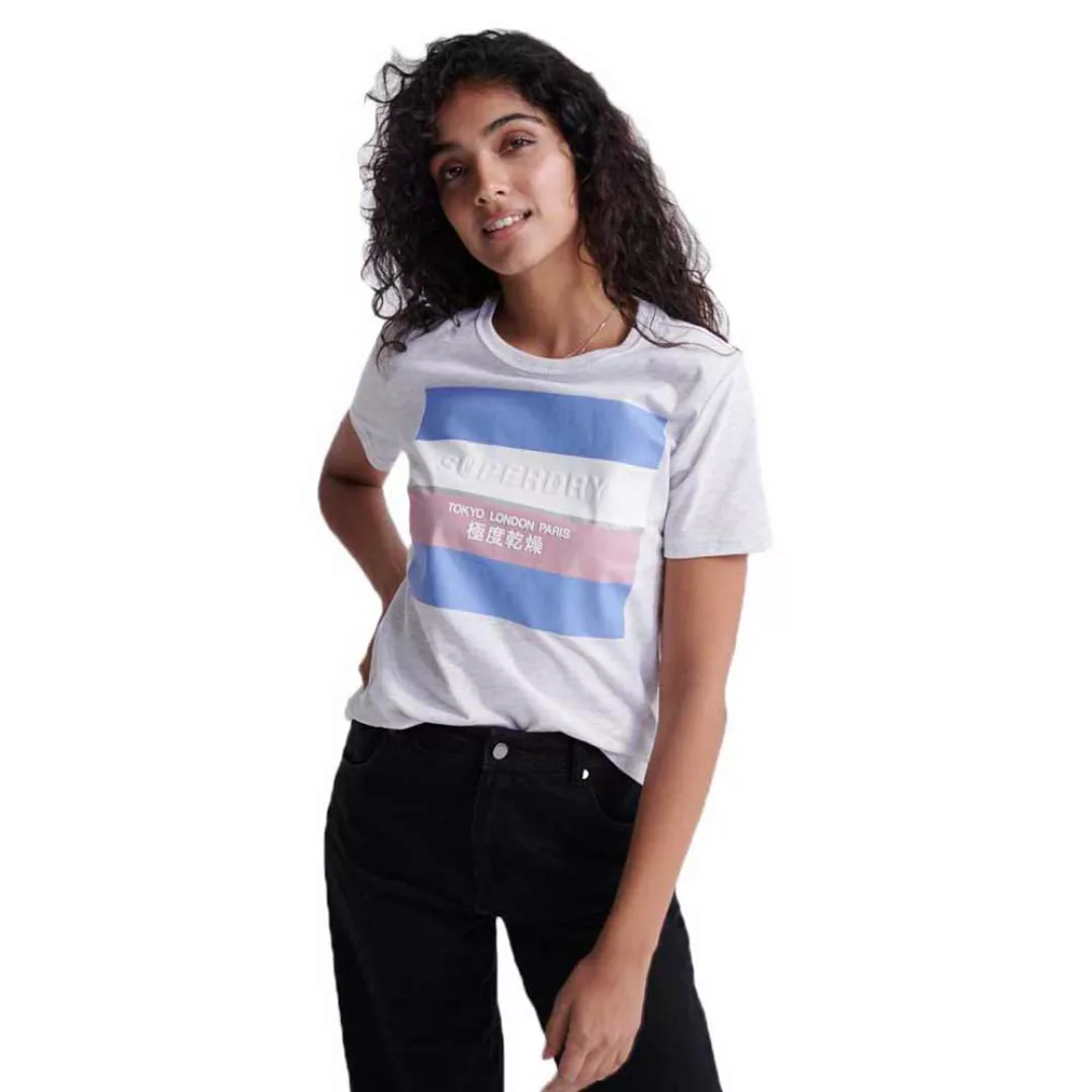 Superdry Stripe Block Entry Kurzarm T-shirt S Ice Marl günstig online kaufen