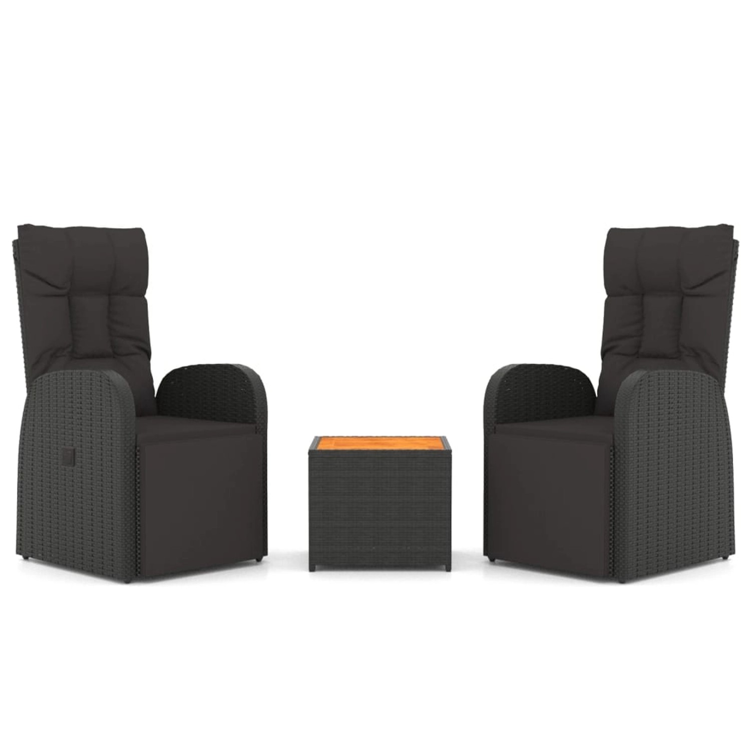 Vidaxl 3-tlg. Garten-lounge-set Schwarz Poly Rattan Massivholz Akazie günstig online kaufen