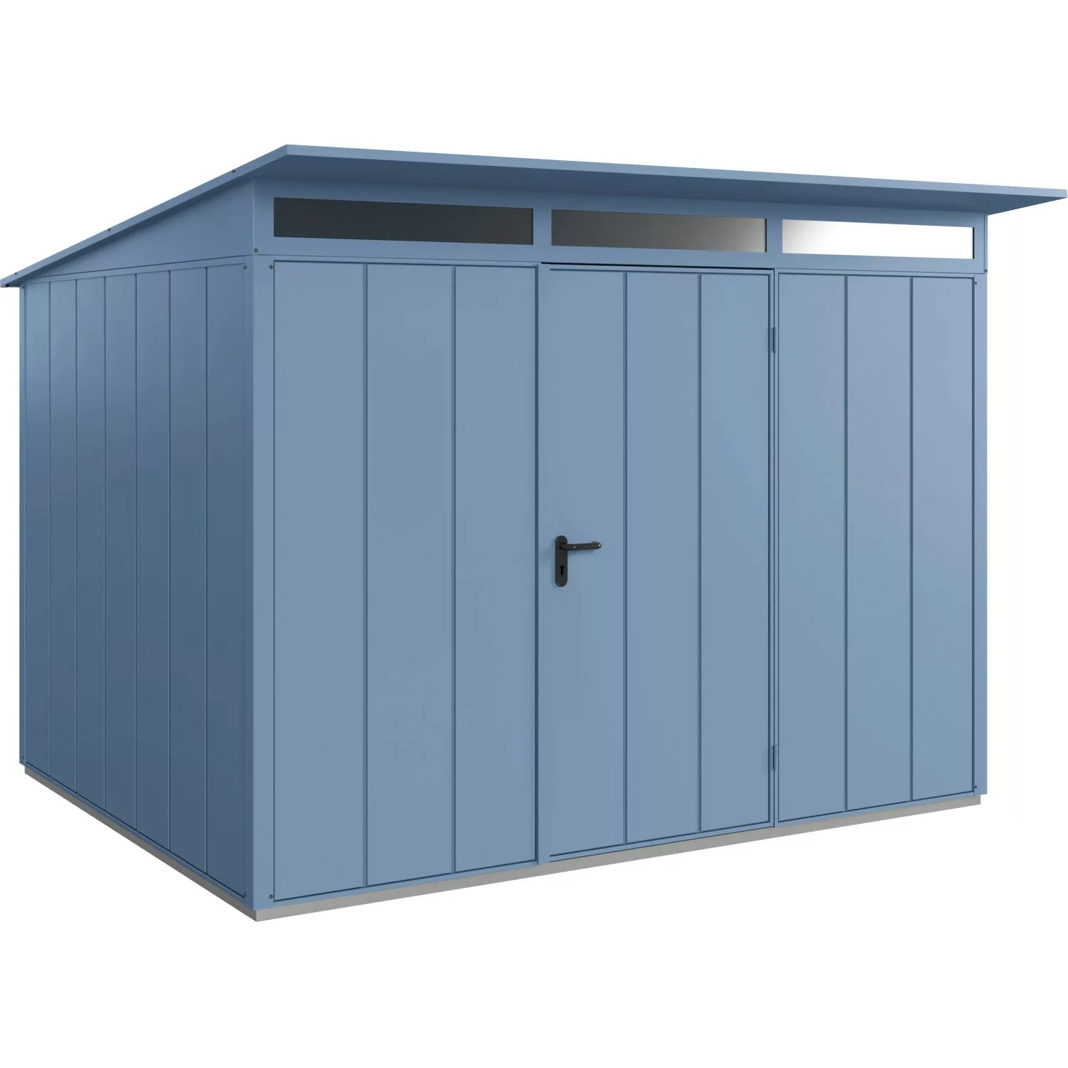 Ecostar Gerätehaus Elegant mit Pultdach Typ 3 RAL5014 Taubenblau Einzeltür günstig online kaufen