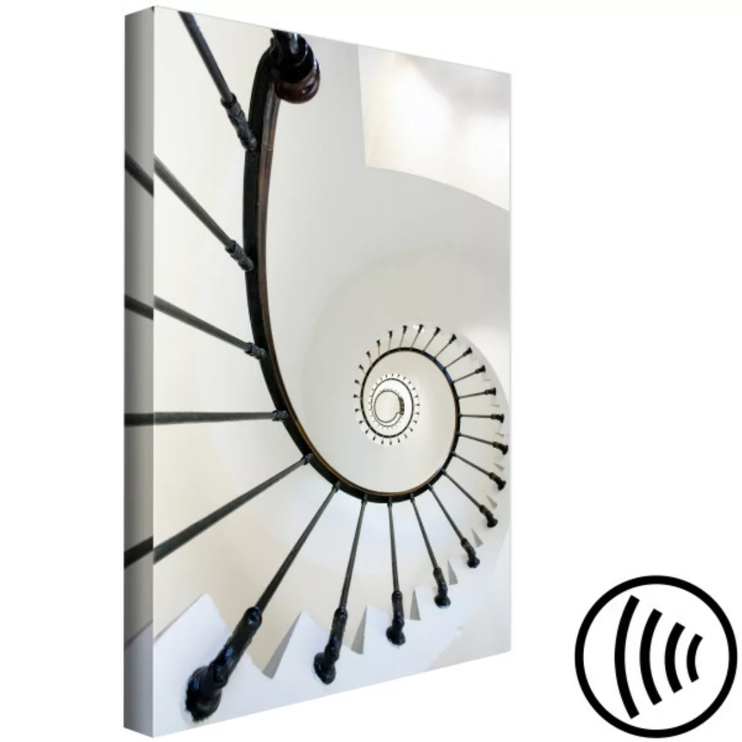 Bild auf Leinwand Schwarz-weiße Wendeltreppe - Foto einer Wohnarchitektur X günstig online kaufen