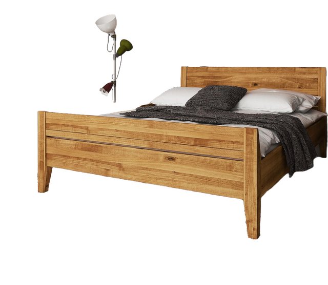 Natur24 Einzelbett Bett Sydo 8 Sonderlänge 80x210 Wildeiche Holzkopfteil ho günstig online kaufen