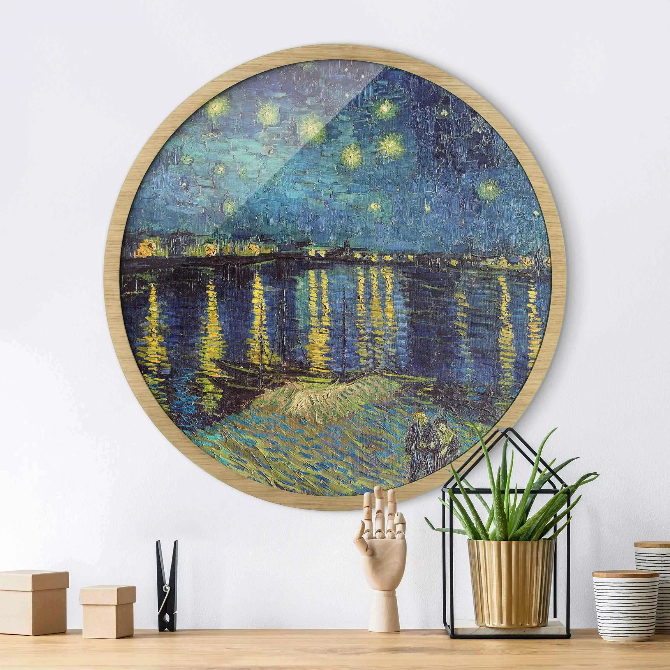 Rundes Gerahmtes Bild Vincent van Gogh - Sternennacht über der Rhône günstig online kaufen
