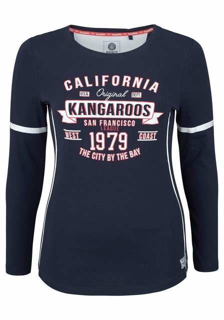 KangaROOS Langarmshirt Langarm, sehr figurbetont, bedruckt und mit Stickere günstig online kaufen