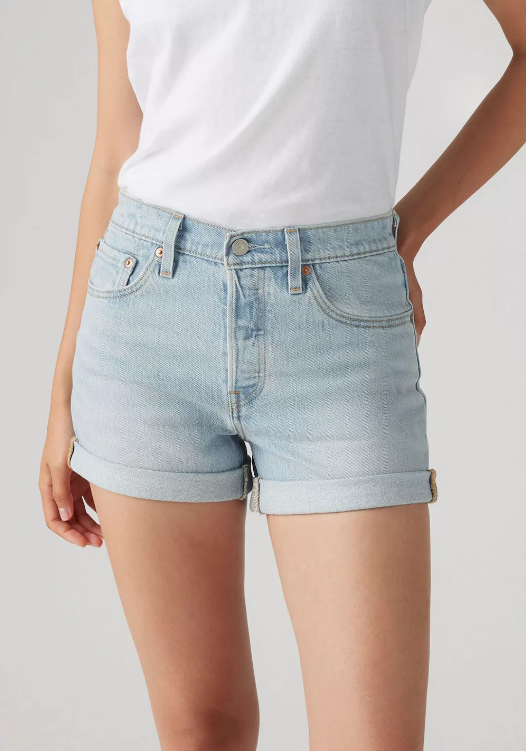 Levis Jeansshorts "501 Short Long", Mit Knopfverschluss und krempelbarem Sa günstig online kaufen