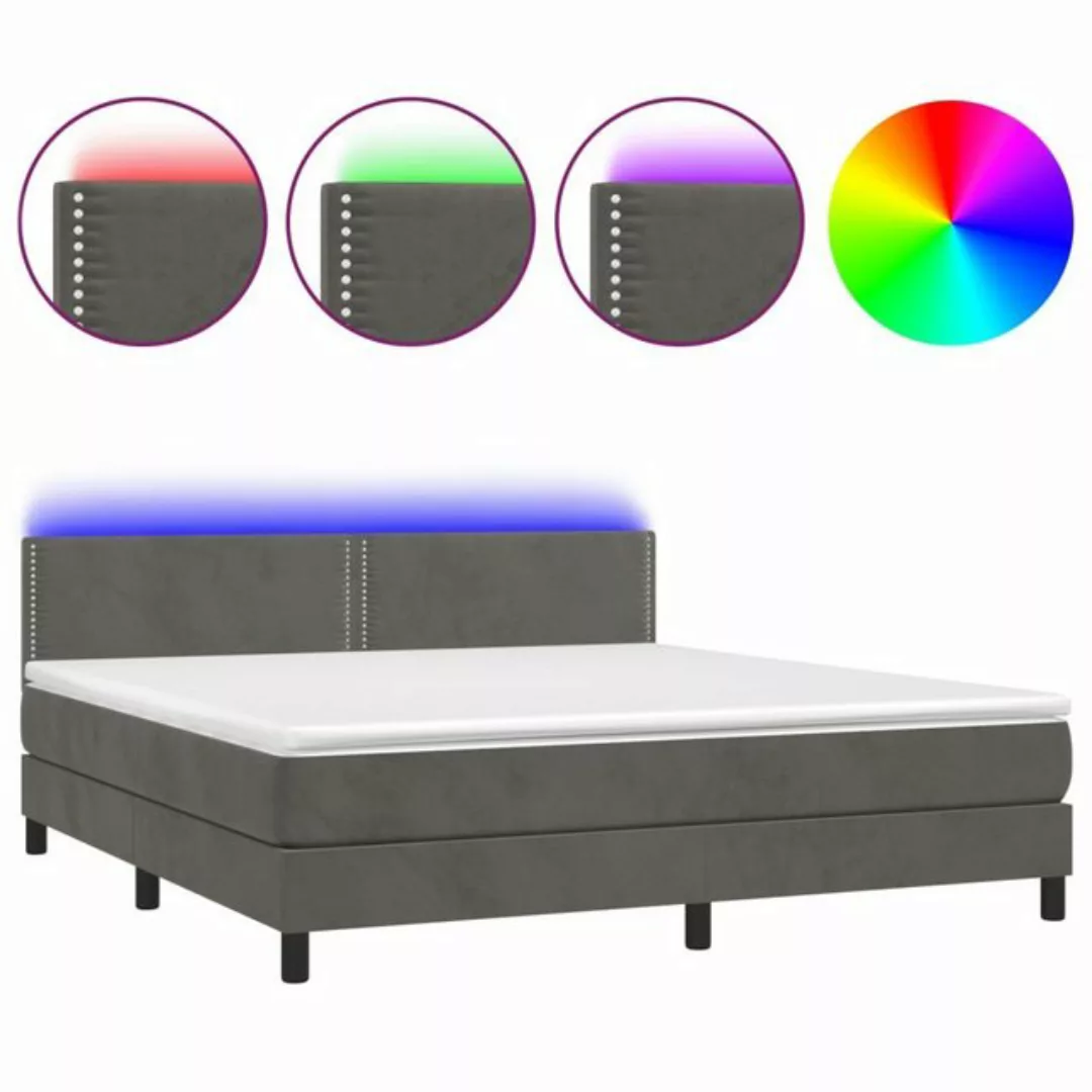 vidaXL Bettgestell Boxspringbett mit Matratze LED Dunkelgrau 160x200 cm Sam günstig online kaufen