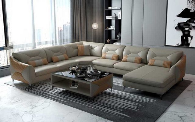 JVmoebel Ecksofa Groß Wohnlandschaft Sofa U Form Modern Ecksofa Kunstleder, günstig online kaufen