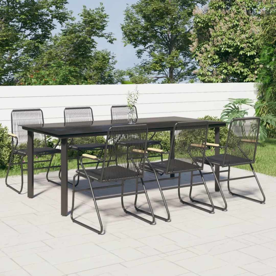 Vidaxl 7-tlg. Garten-essgruppe Schwarz Pvc-rattan günstig online kaufen