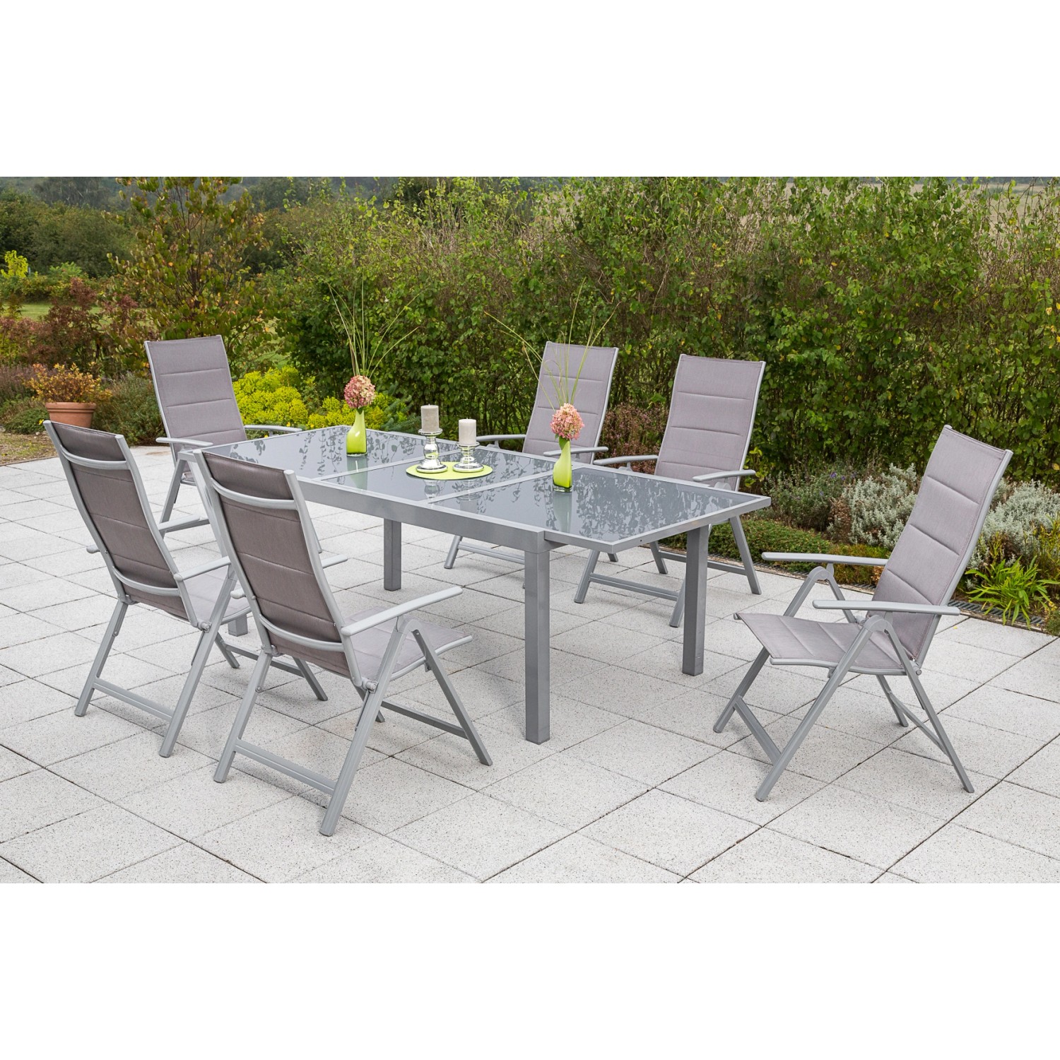 Merxx Taviano Set 7-tlg. 6 Klappsessel Gartentisch Ausziehbar 160 (220) x 9 günstig online kaufen