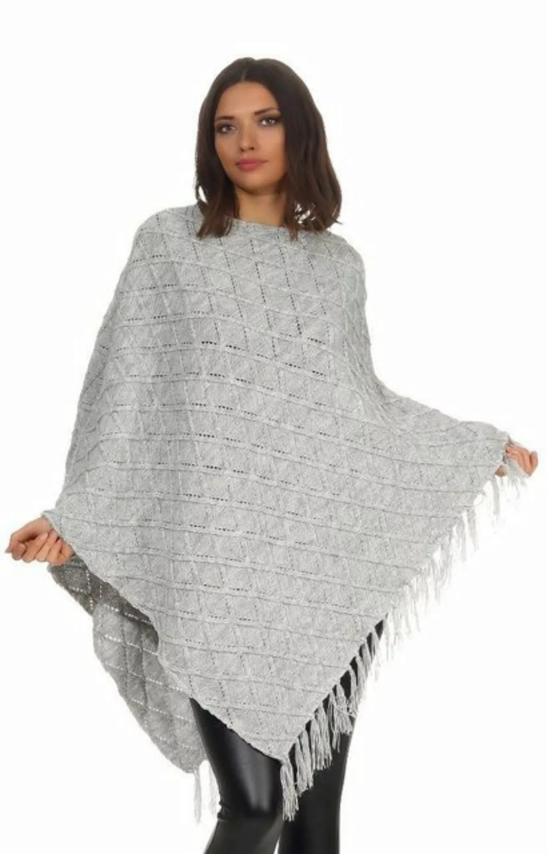 Mississhop Strickponcho Damen Poncho Cape Überwurf Strickponcho M.3014 günstig online kaufen