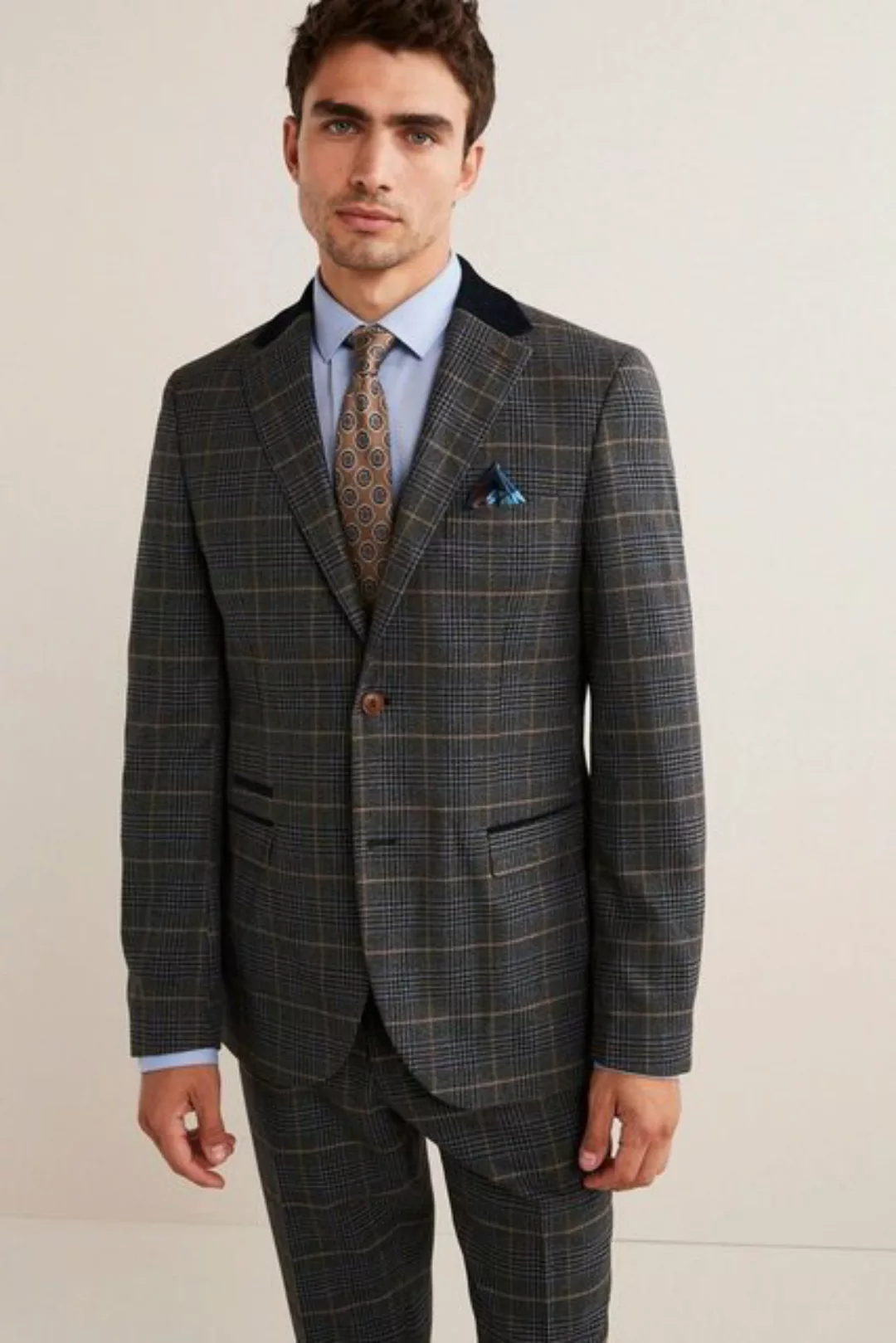Next Baukastensakko Paspeliertes Anzug-Sakko mit Prince-of-Wales-Karos (1-t günstig online kaufen