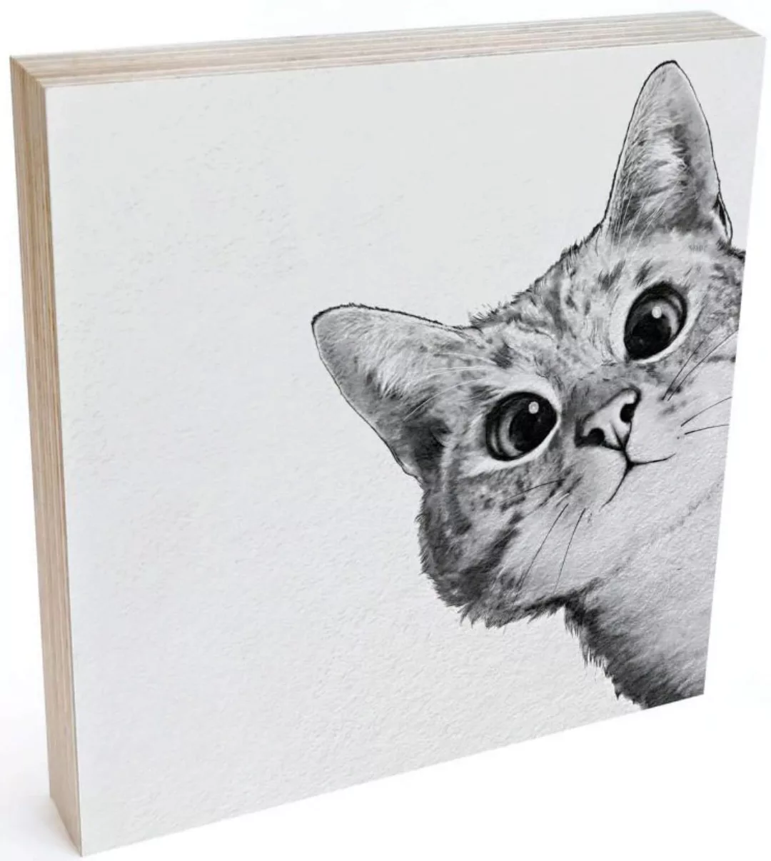 Wall-Art Holzbild "Tischdeko Katze Holzdeko", Personen, (1 St.) günstig online kaufen