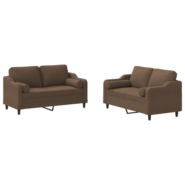 vidaXL Sofa Sofagarnitur Set mit Kissen Stoff, 2-tlg., Braun günstig online kaufen