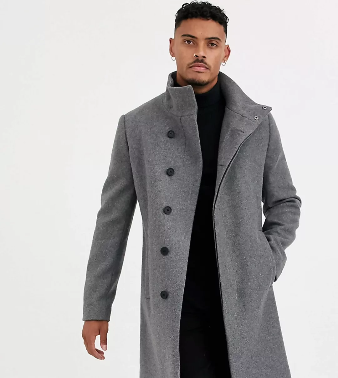 ASOS DESIGN – Jacke aus Wollmischung mit Stehkragen in Grau günstig online kaufen