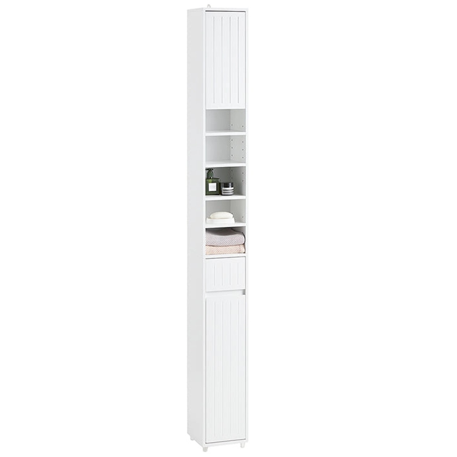 SoBuy Hochschrank mit 5 Fächern Badschrank mit 1 Schublade Weiß BZR160-W günstig online kaufen