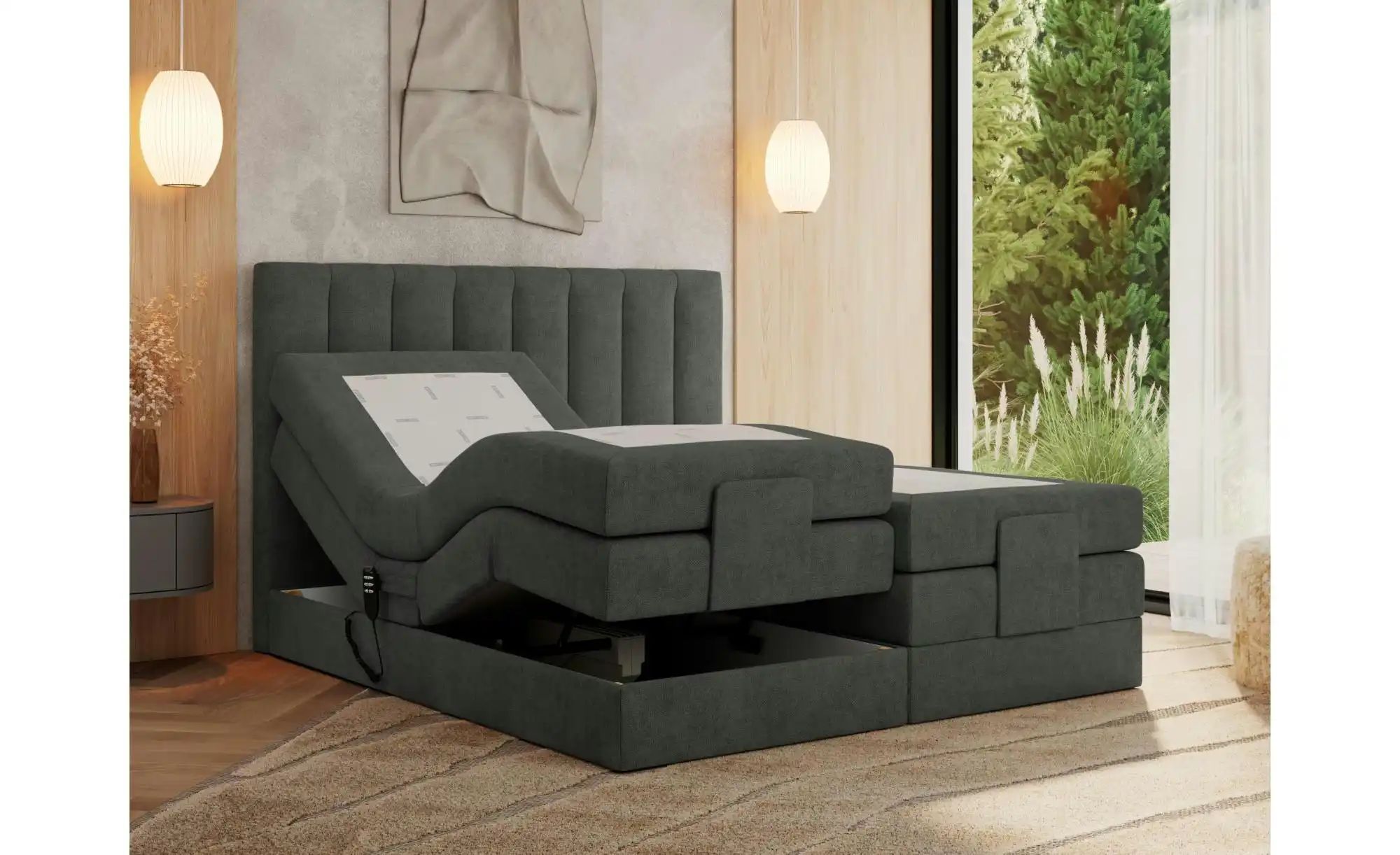 Motor Boxspringbett mit Bettkasten Comforto ¦ grau ¦ Maße (cm): B: 208 H: 1 günstig online kaufen