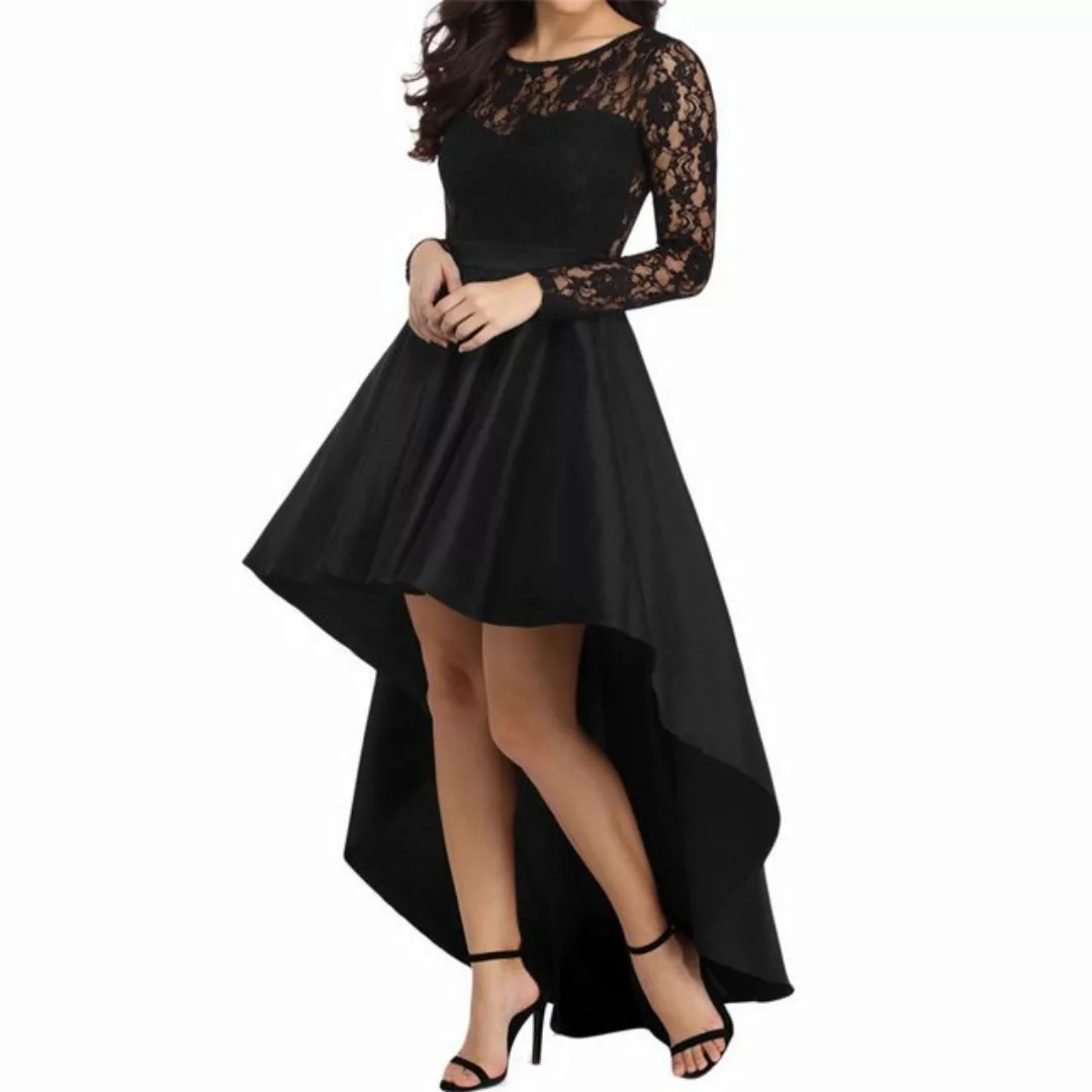 RUZU UG Abendkleid Langarm-Damenkleid, Rundhalsausschnitt, voller Rock, Abe günstig online kaufen