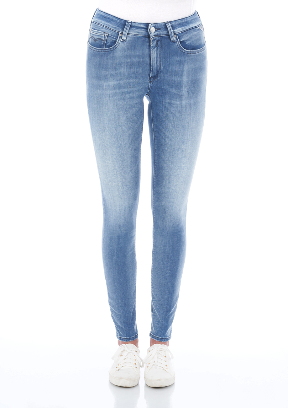 Replay Damen Jeans Luzien High Waist - Skinny Fit - Blau -Medium Blue günstig online kaufen