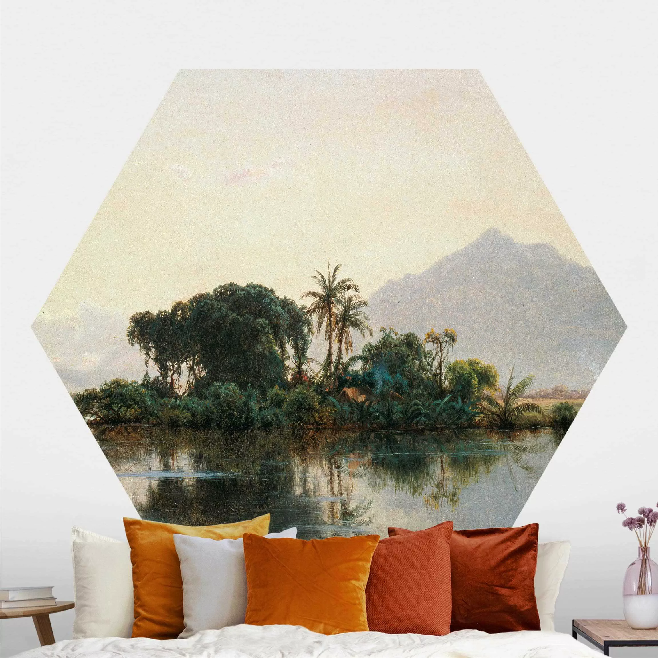 Hexagon Mustertapete selbstklebend Louis Remy Mignot - Landschaft am Orinoc günstig online kaufen