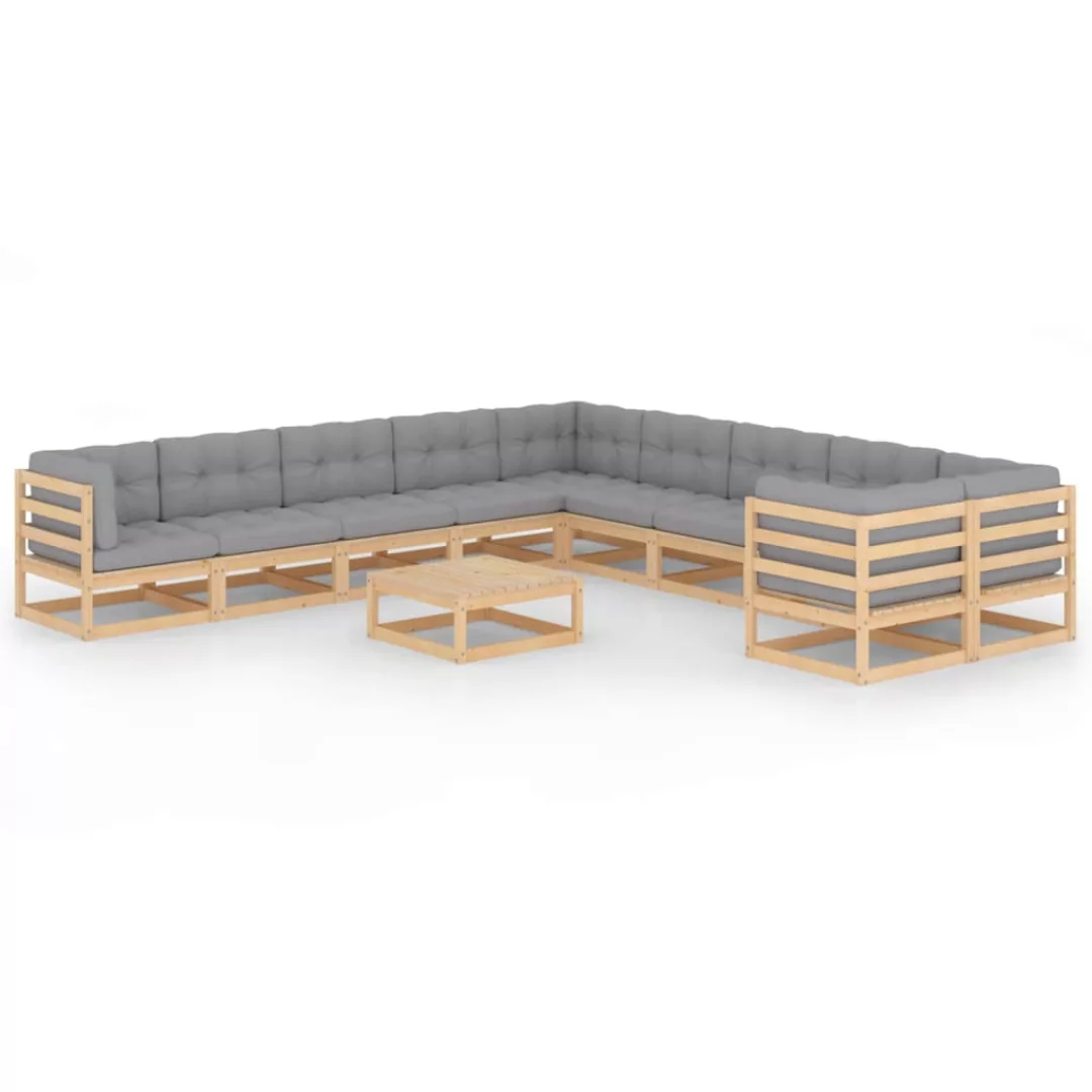 11-tlg. Garten-lounge-set Mit Kissen Kiefer Massivholz günstig online kaufen