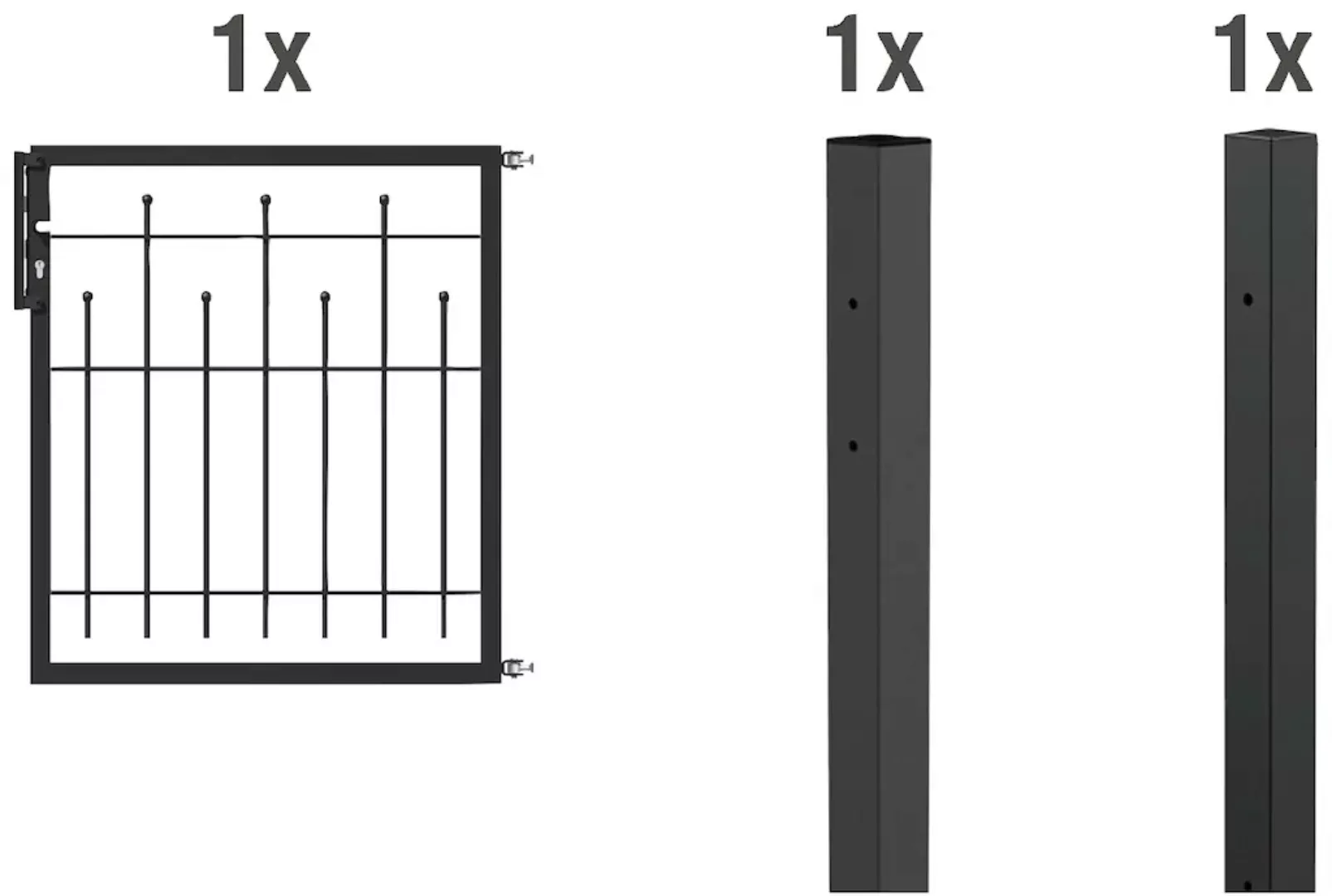Metallzaun Einzeltor-Set Madrid Anthrazit z. Einbetonieren 100 cm x 100 cm günstig online kaufen