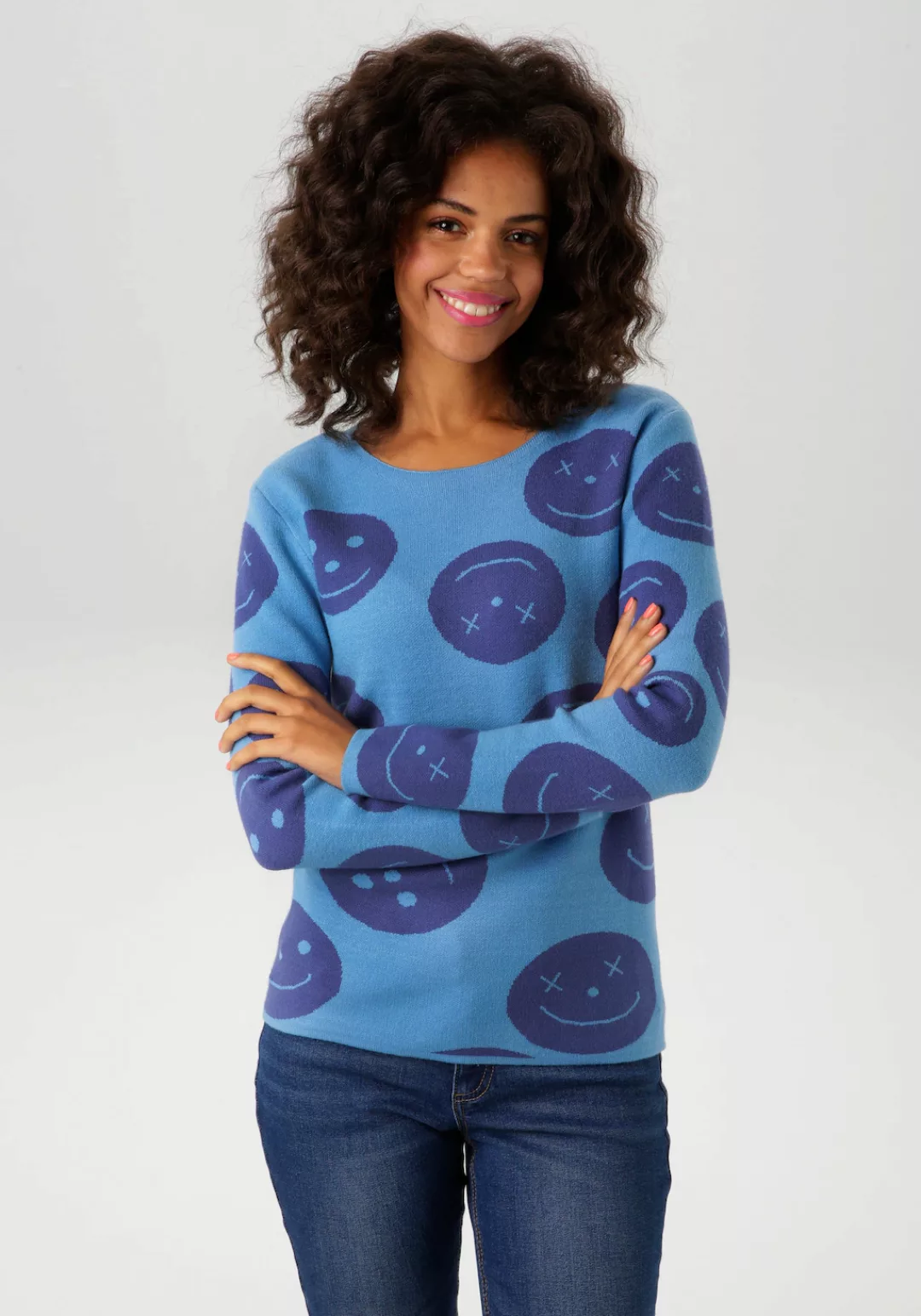 Aniston CASUAL Strickpullover, mit eingestrickten Smileys - NEUE KOLLEKTION günstig online kaufen