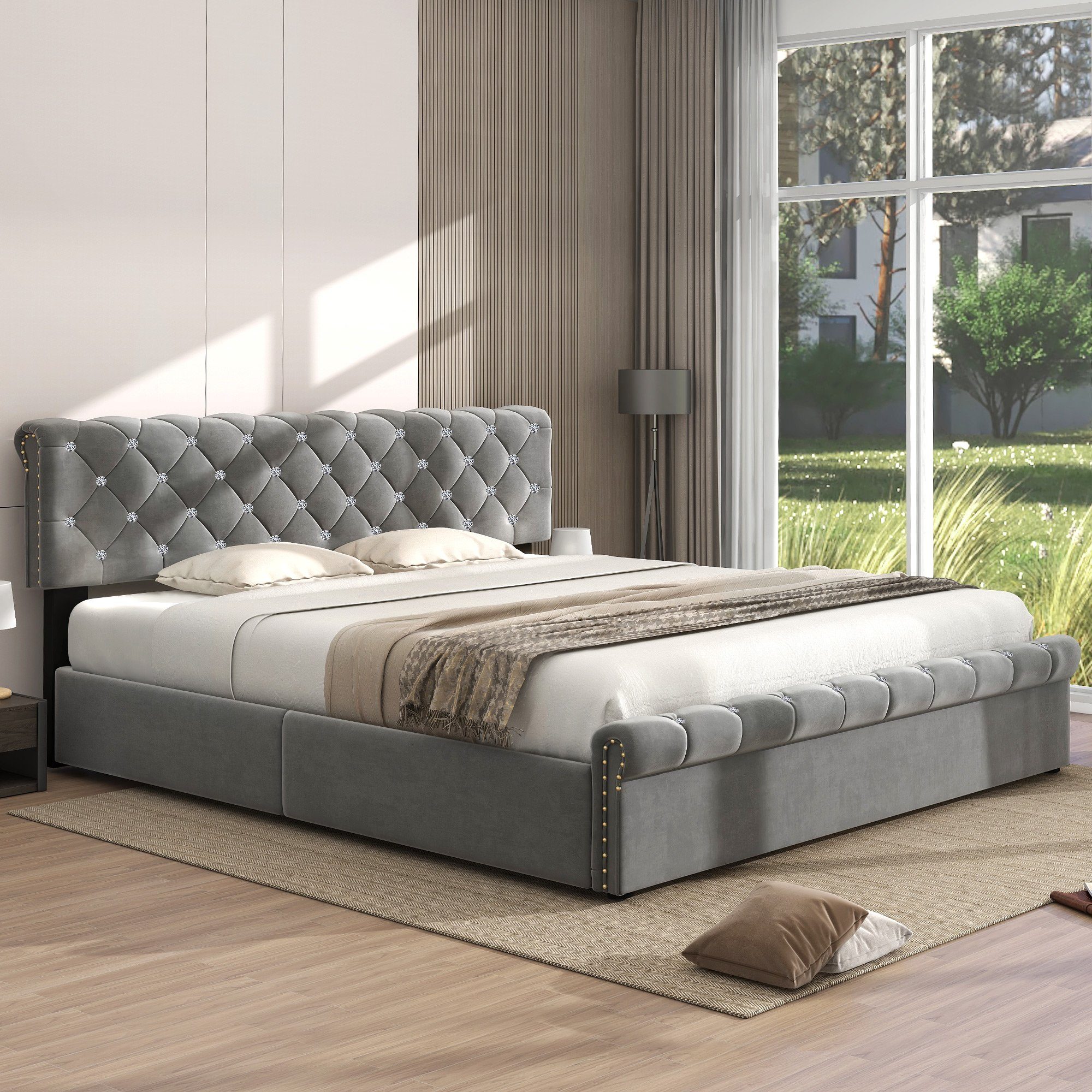 Flieks Polsterbett, Hydraulisches Holzbett Doppelbett 160x200cm günstig online kaufen