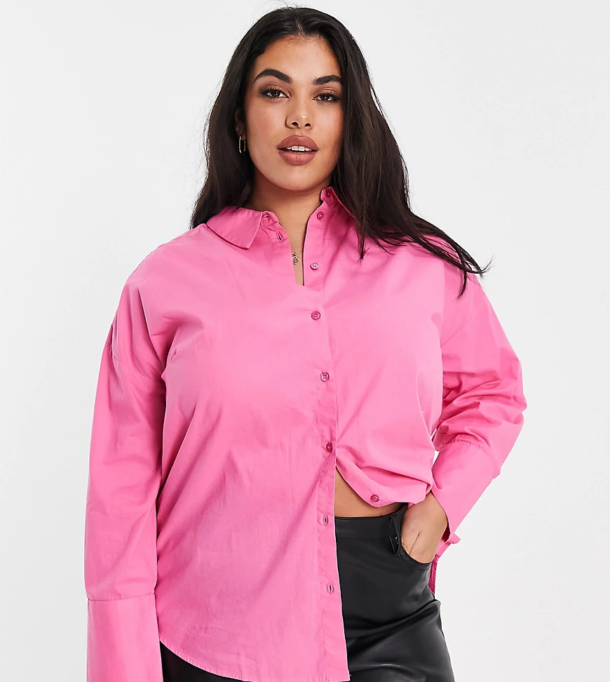 Vero Moda Curve – Oversize-Hemd in Rosa günstig online kaufen