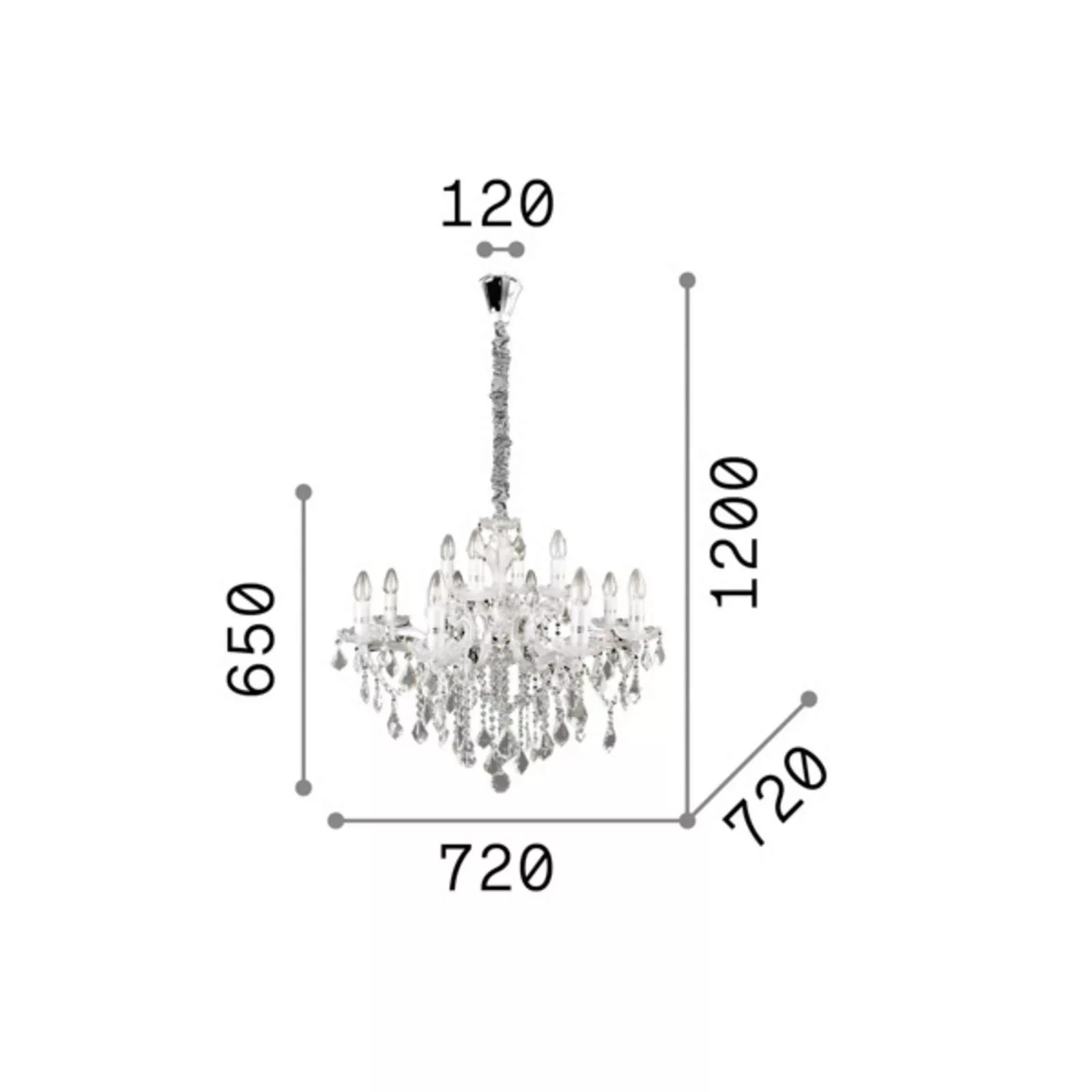 Ideal Lux Kronleuchter Florian chromfarben, Kristall, 12flg. günstig online kaufen