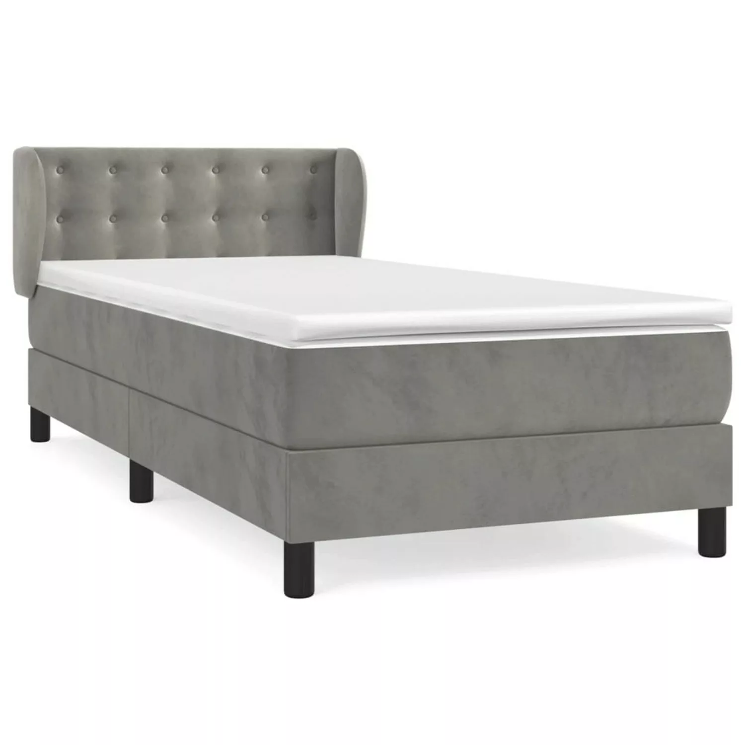vidaXL Boxspringbett mit Matratze Hellgrau 100x200 cm Samt1388328 günstig online kaufen