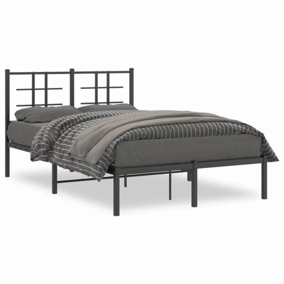 vidaXL Bettgestell, Bettrahmen mit Kopfteil Metall Schwarz 120x190 cm günstig online kaufen