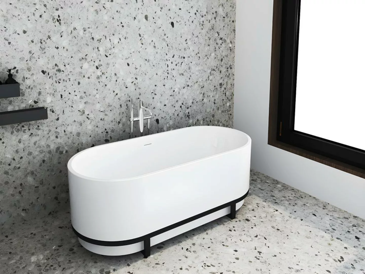 Freistehende Badewanne oval - Acryl - 230 L - 160 x 75 x 60  cm - Weiß - PL günstig online kaufen