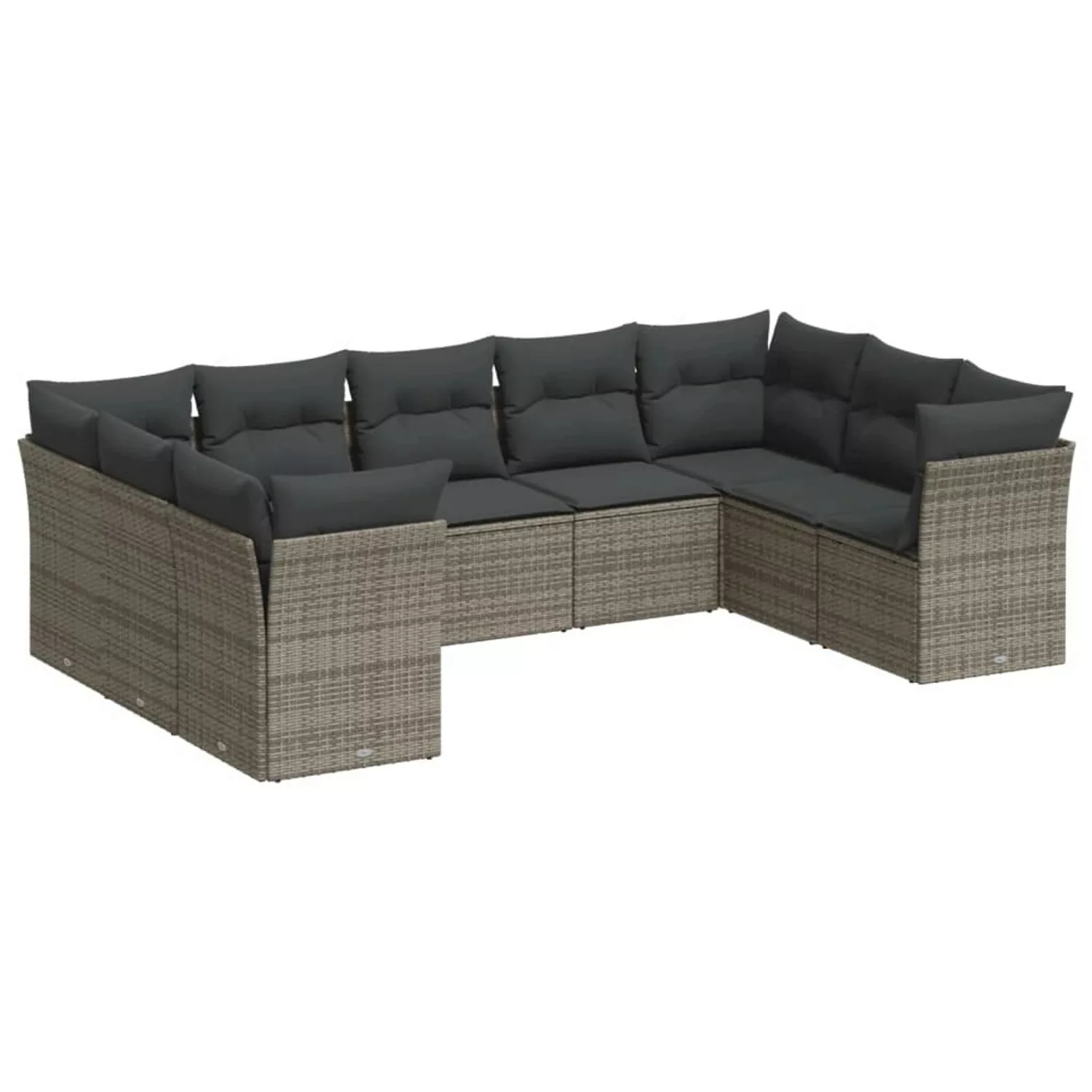 vidaXL 9-tlg Garten-Sofagarnitur mit Kissen Grau Poly Rattan Modell 2 günstig online kaufen