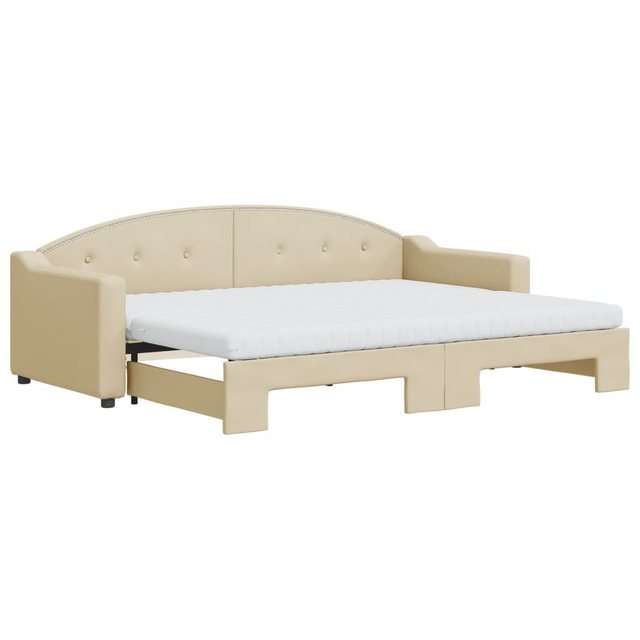 vidaXL Gästebett Gästebett Tagesbett Ausziehbar mit Matratzen Creme 80x200 günstig online kaufen