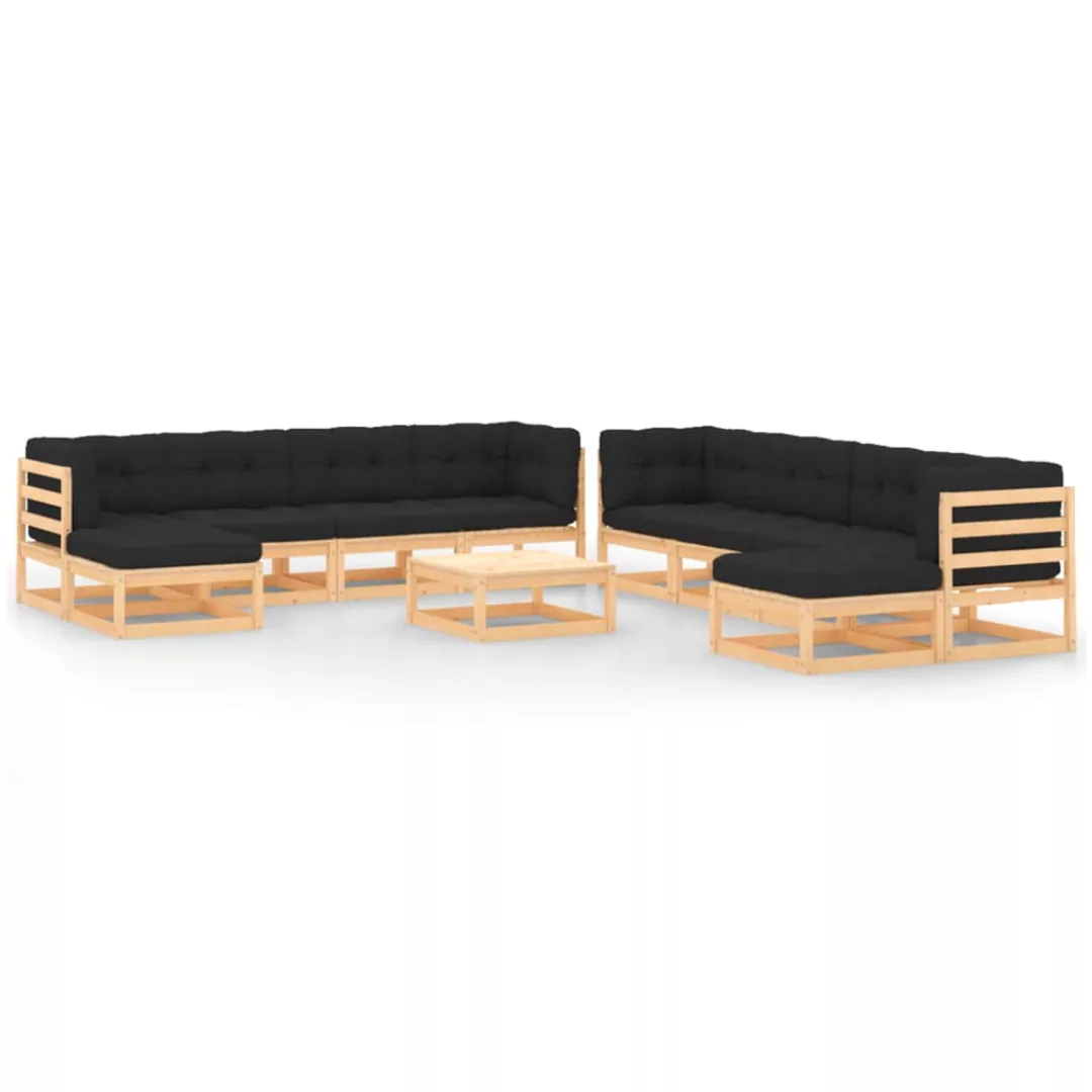 Vidaxl 11-tlg. Garten-lounge-set Anthrazit-kissen Massivholz Kiefer günstig online kaufen